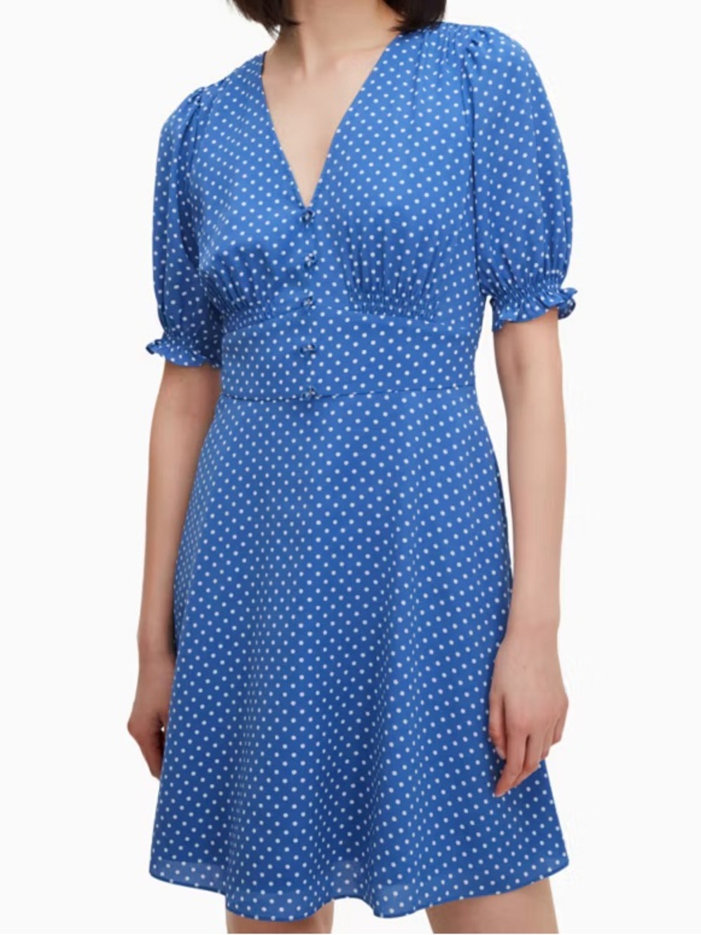 Kate Spade New York Tea Garden Dot Dress Blue Luxury Polka Dot Fit & Flare.   21